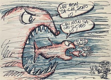 Art work by Vinicio Berti Lei non sa chi sono io  - marking pen paper 